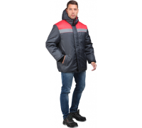 Куртка утепленная Райт темно-серый-красный размер  96-100, рост 182-188