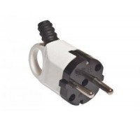 Вилка электрическая с заземлением угловая с ушком белая 16А А112 UNIVersal