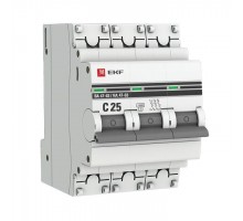 Автоматический выключатель модульный ВА47-63 3п 25А С4,5кА АС под опломбировку mcb4763-3-25С-pro EKF
