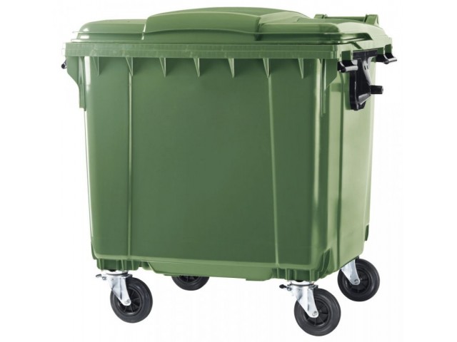 Контейнер для отходов пластиковый MGB1 1100 л. с плоской крышкой ,зеленый