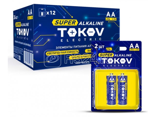 Элемент питания алкалиновый AA/LR6 TOKOV ELECTRIC (блистер 2шт)