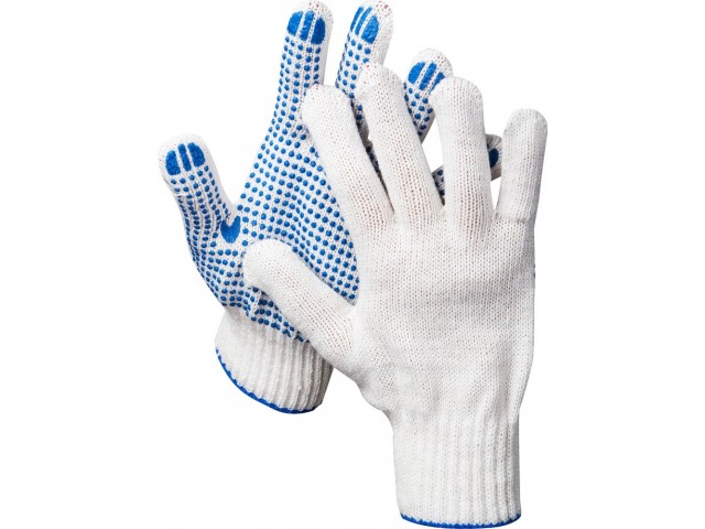 Перчатки трикотажные, 10 класс, белые, с защитой от скольжения, (проект плюс)