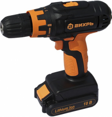 Дрель-шуруповерт АКБ Вихрь ДА-18Л-2кУ ударный 18 В