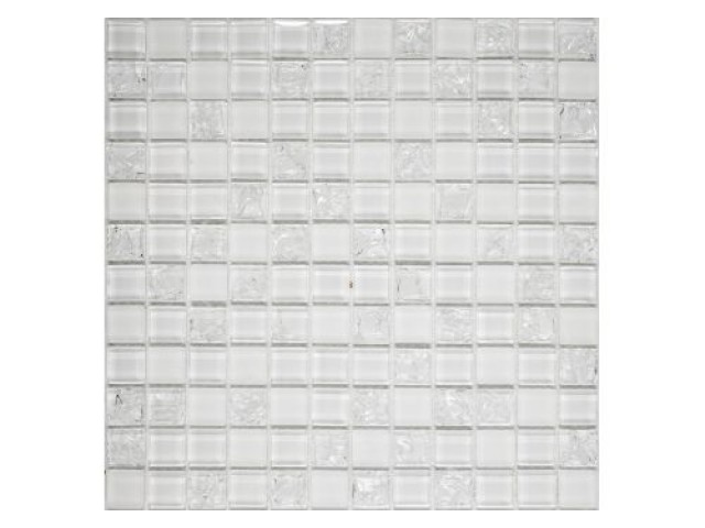 WHITE CRUSH мозаика стеклянная чип 23х23х6 мм лист 300х300 мм на сетке(15шт/кор)