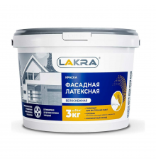 Краска ВД фасадная латексная Лакра Белоснежная Л-С 3 кг