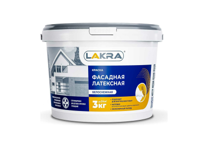 Краска ВД фасадная латексная Лакра Белоснежная Л-С 3 кг