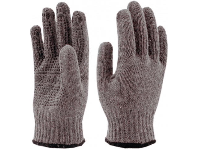 Перчатки утепленные полушерстяные Сибирь с ПВХ, 7 класс, 65 г, р.9, серые