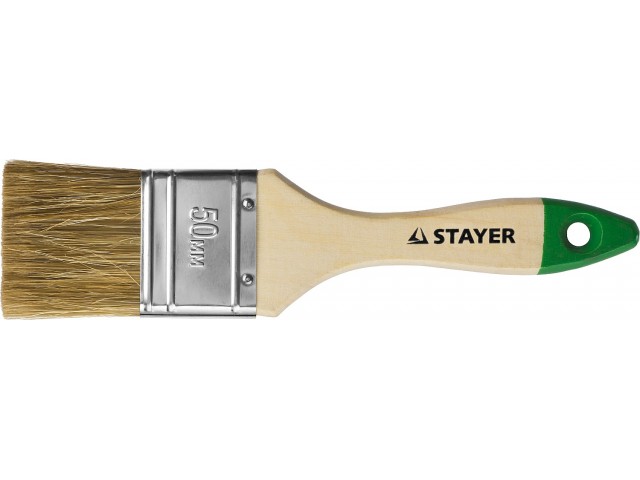 Кисть плоская  50 мм, смешанная щетина, деревянная ручка, Stayer, lasur-standart