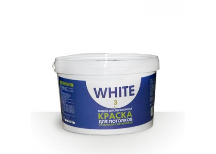 Краска ВД потолочная супербелая WHITE 3 кг 