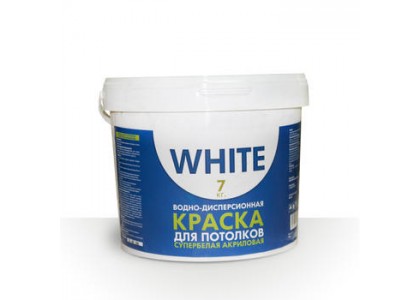 Краска ВД потолочная супербелая WHITE 7 кг 