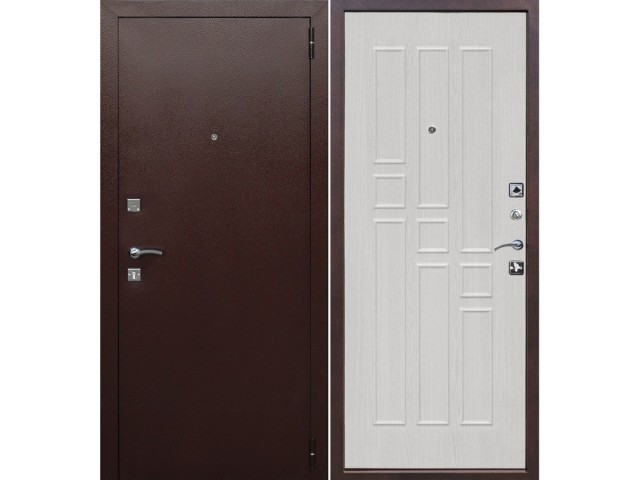 Дверь входная металлическая Гарда Муар 8 мм (6 см) белый ясень 860х2050 правая
