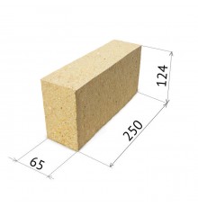 Кирпич огнеупорный шамотный ШБ-8 65х250х124мм (1пал-297шт, 4,3кг/шт)