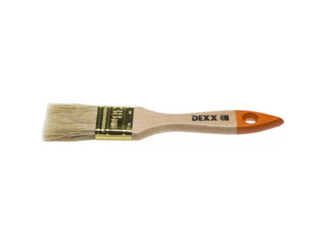 Кисть плоская  38 мм, натуральная щетина, деревянная ручка, Dexx практик