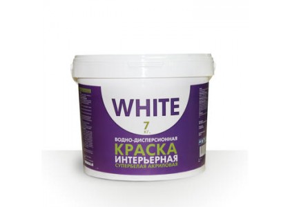 Краска ВД интерьерная супербелая WHITE 7 кг 