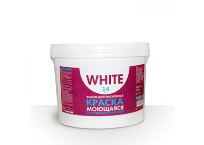 Краска ВД моющаяся супербелая WHITE 14 кг