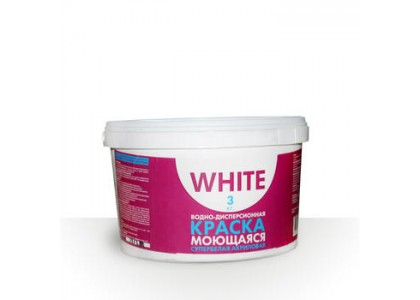 Краска ВД моющаяся супербелая WHITE 3 кг