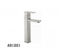 Смеситель для раковины Accoona высокий с гайкой 91201А нержавеющая сталь
