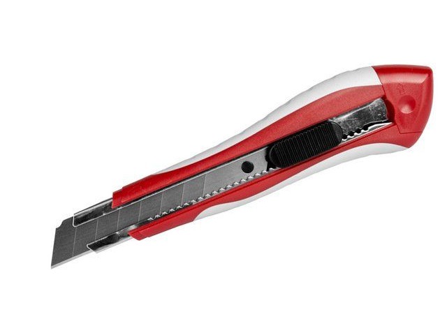 Нож технический, 18 мм, усиленный, металлическая направляющая, прорезиненный, Зубр