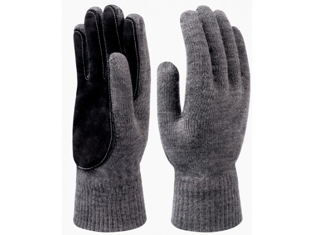Перчатки полушерстяные Акташ двойные спилковый наладонник 10 класс 120гр размер 10 серые СПЕЦ-SB®PRO