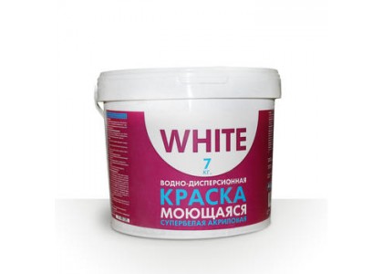 Краска ВД моющаяся супербелая WHITE 7 кг