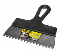 Шпатель зубчатый нержавеющий 200 мм, зуб 6 х 6 мм, Stayer