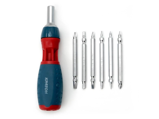 Отвертка Кратон со сменными битами (S2) SL6,PH2, SL8,PH4,PZ2,PH3,HEX5(H5),PH1,TORX T20 (T20), SL5