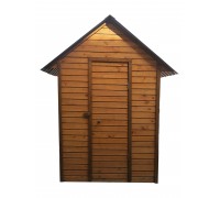 Туалет деревянный с унитазом и раковиной