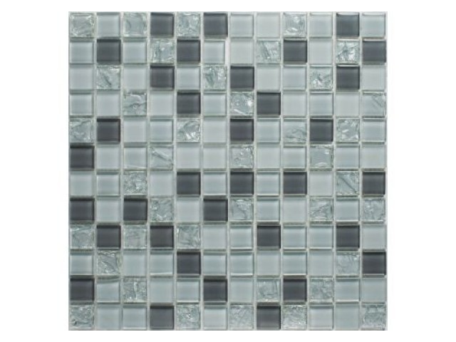 GRAY CRUSH мозаика стеклянная чип 23х23х6 мм лист 300х300 мм на сетке(15шт/кор)