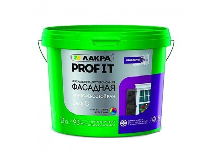 Краска ВД фасадная Лакра акриловая PROF IT база С 13 кг