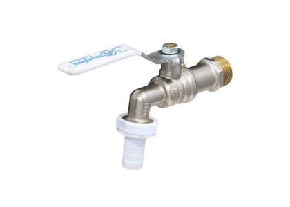 Кран водоразборный со штуцером ДУ25 рычаг никелированная латунь