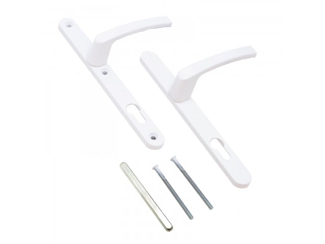 Комплект ручек для узкопрофильных дверей с пружиной белый АГН-92,25,67-75 RAL 9016