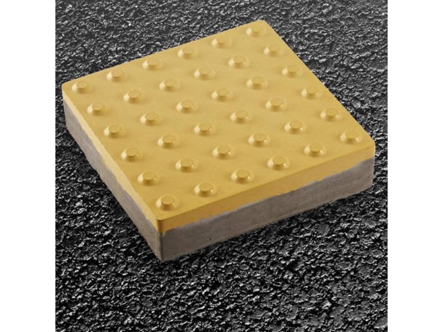Тротуарная плитка тактильная Конусные рифы 300х300х50 мм желтая 