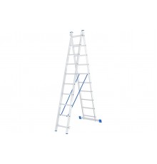 Лестница двухсекционная 10 ступеней алюминиевая Сибртех