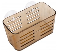 Стакан для зубных щеток настенный коричневый пластик на присоске W6947