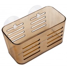 Стакан для зубных щеток настенный коричневый пластик на присоске W6947