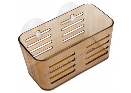 Стакан для зубных щеток настенный коричневый пластик на присоске W6947