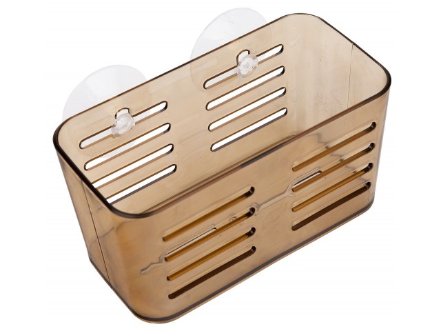 Стакан для зубных щеток настенный коричневый пластик на присоске W6947