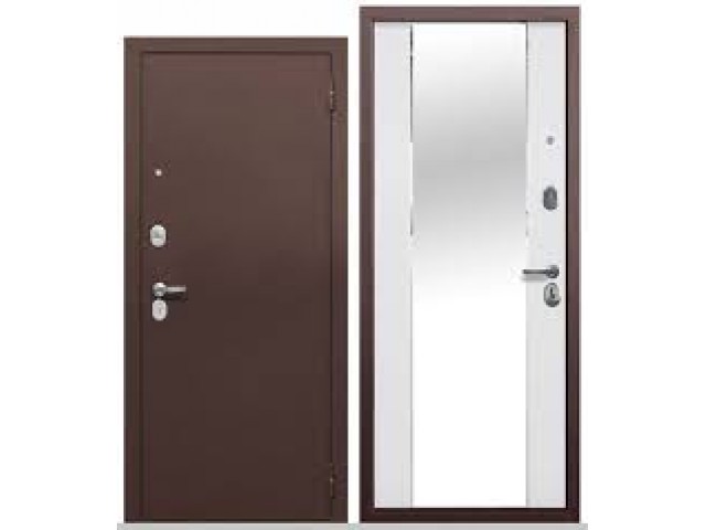 Дверь металлическая Тайга 7 см  зеркало 960х2050 левая