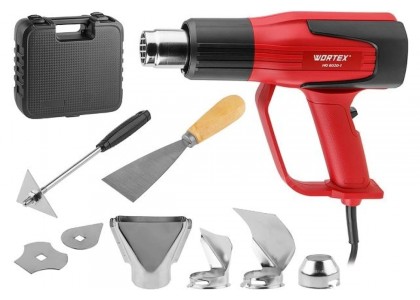Фен технический Wortex HG 6020-1, набор сопл, 2000 Вт, 2 скорости, 350-600 град, кейс