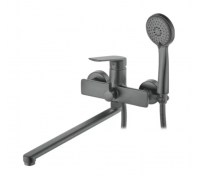 Смеситель для ванны с длинным изливом Accoona 35см дивертор в корпусе /графит А71125АТ