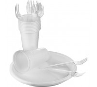 Набор одноразовой посуды на 6 персон (прозрачный) в пленке/50