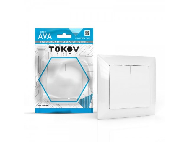 Выключатель 1-клавишный с/п AVA TOKOV LIGHT 10А белый с индикатором TKL-AV-V1IF-C01