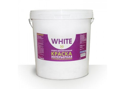 Краска ВД интерьерная супербелая WHITE 30 кг 
