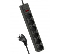 Удлинитель с сетевым фильтром 6 розеток 5м с заземлен 16А IP20 3,5 кВт 3х1мм2 предохран выкл индикат