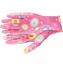 Перчатки садовые из полиэстера с нитрильным обливом красные размер S Palisad