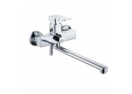 Смеситель для ванны с длинным изливом Lemen 30см дивертор в корпусе цинк LB-2418