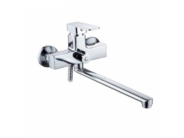 Смеситель для ванны с длинным изливом Lemen 30см дивертор в корпусе цинк LB-2418