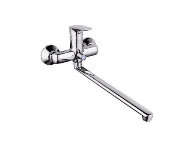 Смеситель для ванны с длинным изливом Lemen 35см дивертор в корпусе хром/цинк LB-2228