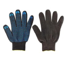 Перчатки трикотажные, 10 класс, черные, х/б, с защитой от скольжения, (проект плюс)