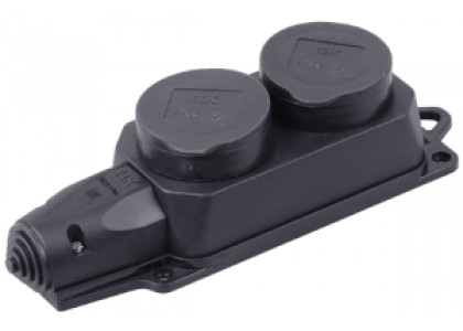 Колодка 2-местная с крышкой с заземлением 16А IP44 673015